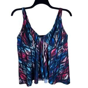 Swimsuits for All Underwire Tankini Top Fly Away Convertible Straps Ikat Size 18